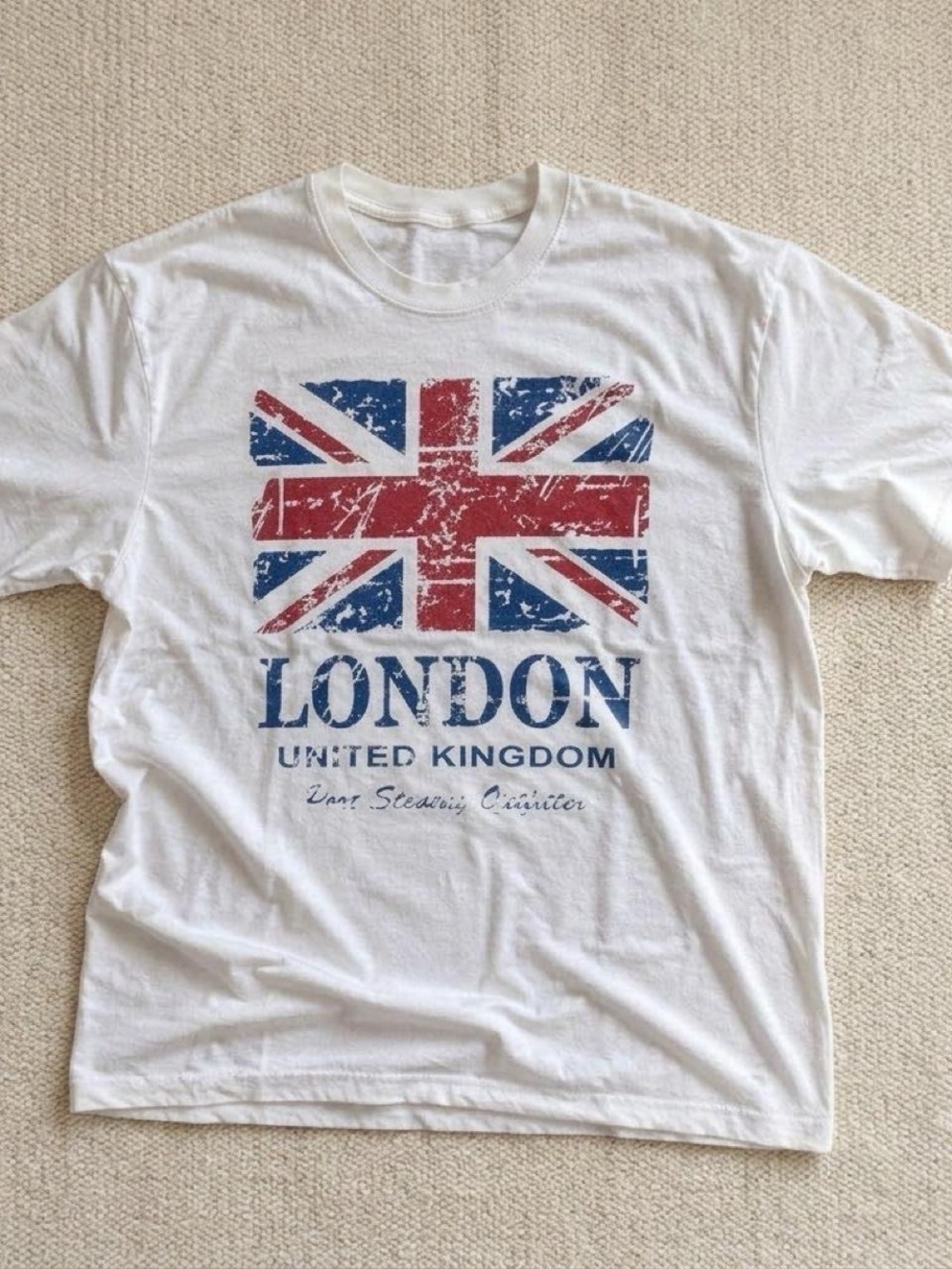 Gildan White Tee with Distressed Union Jack Graphic